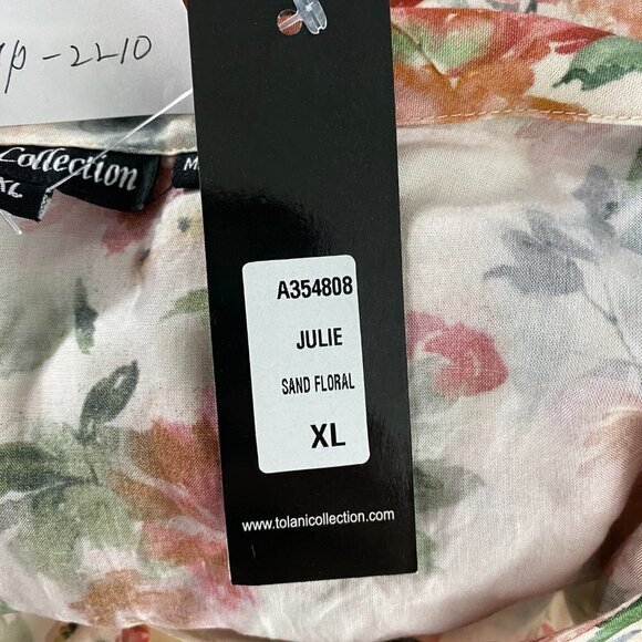 Tolani Collection Julie Blouse Top XL Sand Floral Tie Long Sleeve NWT TP-2210 - Picture 8 of 10